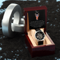 Men's Openwork Watch with Mahogany Box Black Card Forever Daughter