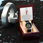 Men's Openwork Watch with Mahogany Box White Card Forever Daughter