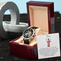 Men's Openwork Watch with Mahogany Box White Card Forever Daughter