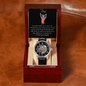 Men's Openwork Watch with Mahogany Box Black Card Forever Daughter