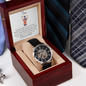 Men's Openwork Watch with Mahogany Box White Card Forever Daughter