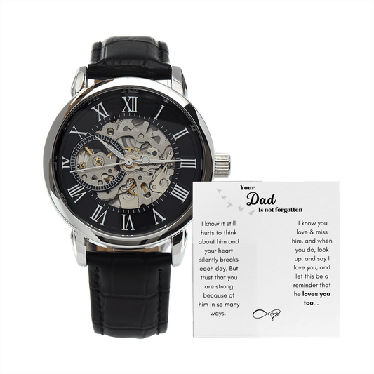 Men's Openwork Watch with Mahogany Box White Card