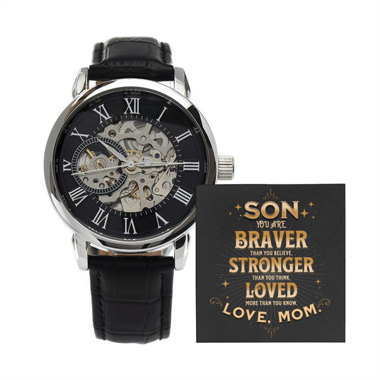 Braver, Stronger, Loved | Men's Openwork Watch