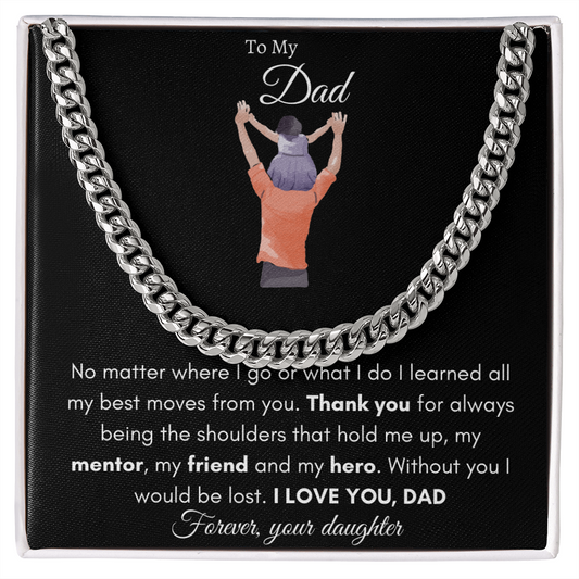I Love You Dad Cuban Link Chain Adjustable Length