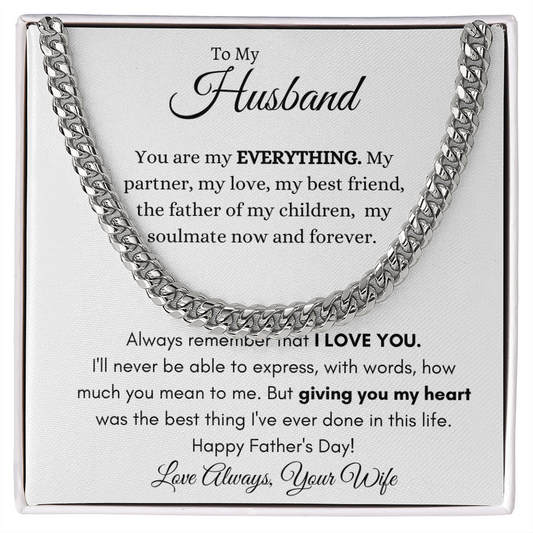 Happy Father's Day Cuban Link Necklace White Card