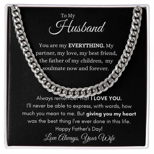Happy Father's Day Cuban Link Necklace Black Card