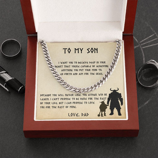 Son Believe Deep in Your Heart | Cuban Link Chain Love Dad
