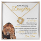 Daughter Never Forget that I Love You | Love Knot Necklace White and Gold Card
