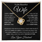 Wife Love & Light | Love Knot Necklace (White on Black Card)
