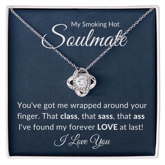 Wrapped Around Your Finger | Love Knot Necklace Blue Card