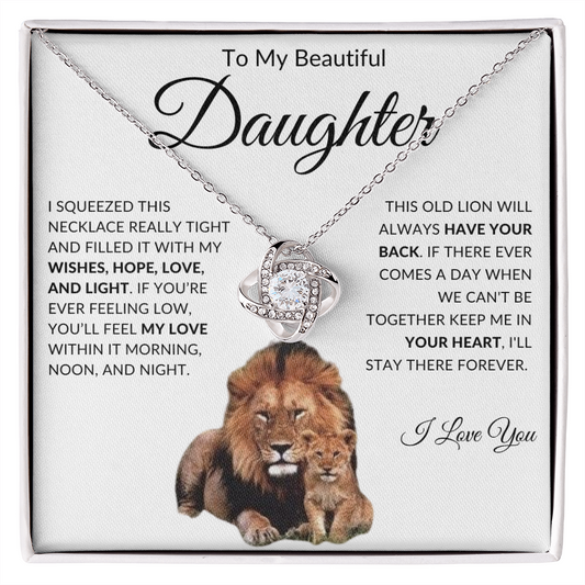 Love Knot Necklace | Beautiful Daughter This Old Lion White Card