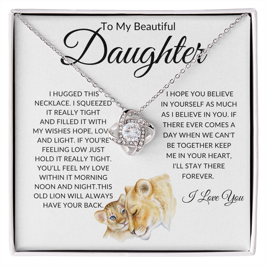 Beautiful Daughter | Lion Face to Face Love Knot Necklace