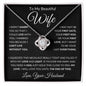 Wife Love & Light | Love Knot Necklace (White on Black Card)