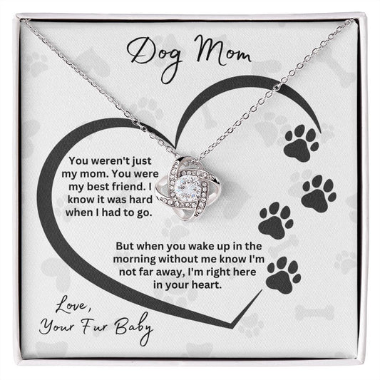 Dog Mom Paw Print Heart 2 | Love Knot Necklace