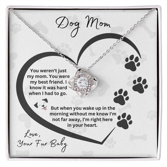 Dog Mom Paw Print Heart | Love Knot Necklace
