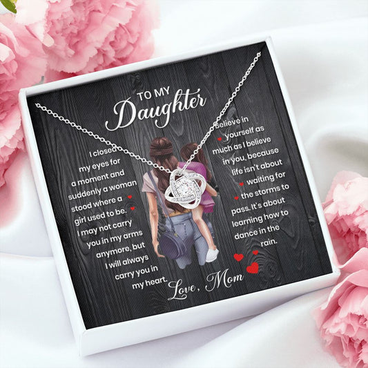 Dance in the Rain | Love Knot Necklace Love Mom (Dark Background)
