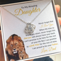 Daughter Never Forget that I Love You | Love Knot Necklace White and Gold Card