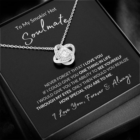 Through My Eyes Smokin' Hot Soulmate | Love Knot Necklace (Black Card)