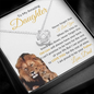 Daughter Never Forget that I Love You | Love Knot Necklace White and Gold Card