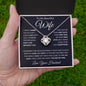 Wife Love & Light | Love Knot Necklace (White on Black Card)