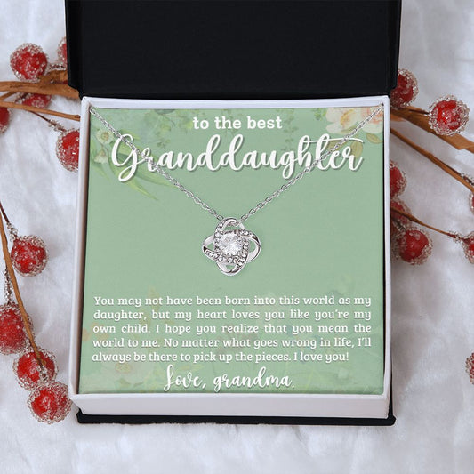 My Heart Loves You Granddaughter | Love Knot Necklace