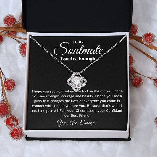 You Are Enough Soulmate | Love Knot Necklace Black Card