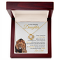 Daughter Never Forget that I Love You | Love Knot Necklace White and Gold Card