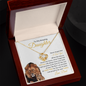 Daughter Never Forget that I Love You | Love Knot Necklace White and Gold Card