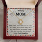 To My Mom Airmail Love Knot Necklace with Message Card Gold Necklace Love Your Gift from Daughter Military Mom Luxury Box