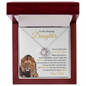 Daughter Never Forget that I Love You | Love Knot Necklace White and Gold Card