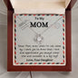 To My Mom Airmail Love Knot Necklace with Message Card White Gold and Silver Necklace Love Your Daughter Gift from Daughter Luxury Light Up Gift Box