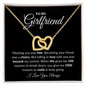 To My Girlfriend-Interlocking Hearts Necklace Black Card