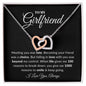 To My Girlfriend-Interlocking Hearts Necklace Black Card