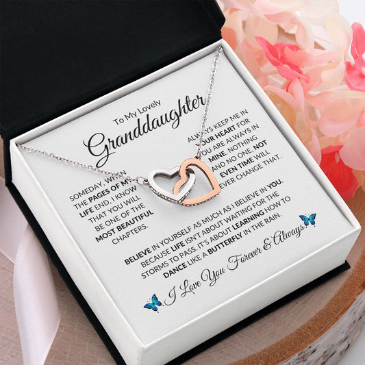 To My Lovely Granddaughter | Interlocking Hearts Necklace