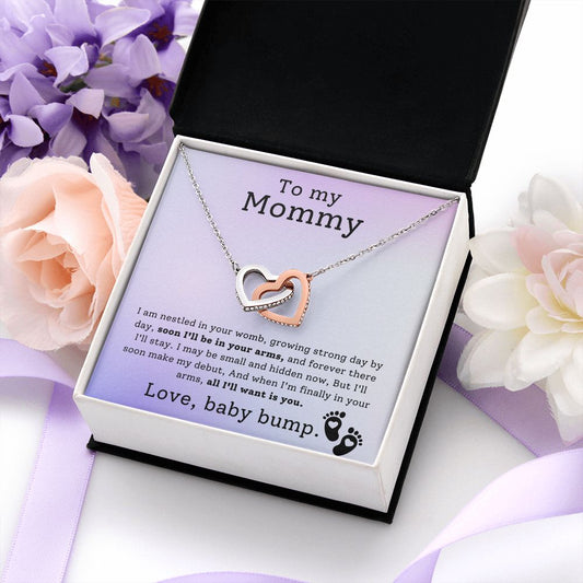 To My Mommy Love, baby Bump | Interlocking Hearts Necklace