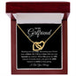 To My Girlfriend-Interlocking Hearts Necklace Black Card