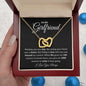 To My Girlfriend-Interlocking Hearts Necklace Black Card