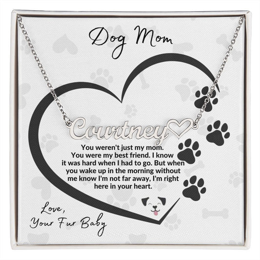 Dog Mom Paw Print Heart | Name Necklace with Heart