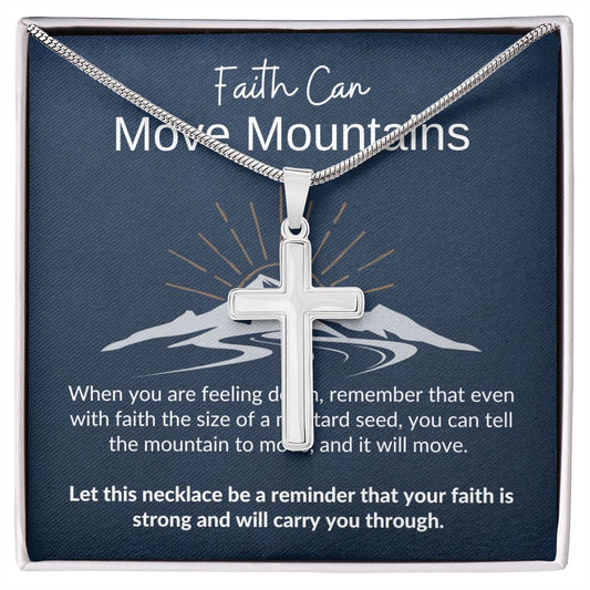 Faith Can Move Mountains | Stainless Steel Cross Necklace