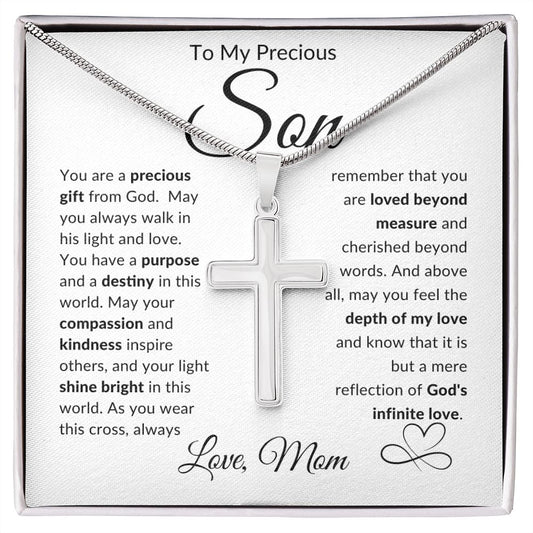 To My Precious Son Love Mom | Stainless Steel Cross