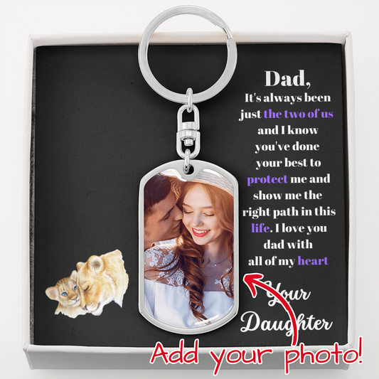 Dad From Daughter Customizable Dog Tag Keychain