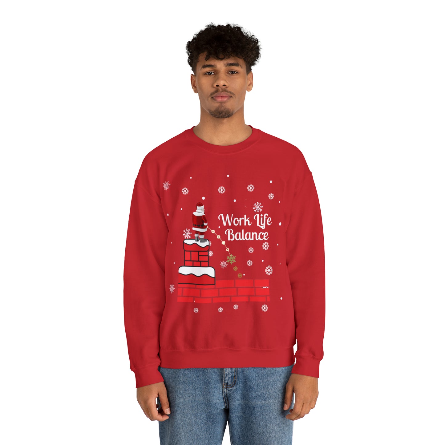 Work Life Balance Snow Unisex Funny Crewneck Sweatshirt, Holiday Shirt, Ugly Christmas Shirt, Holiday Gift