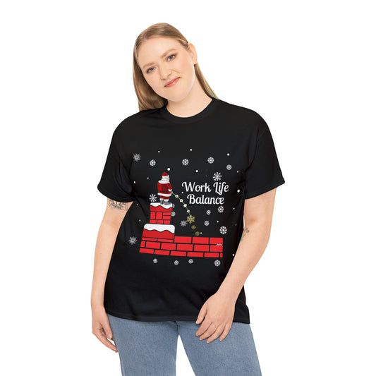 Work Life Balance Snow Unisex Funny Heavy Cotton T Shirt, Holiday Shirt, Ugly Christmas Shirt, Holiday Gift