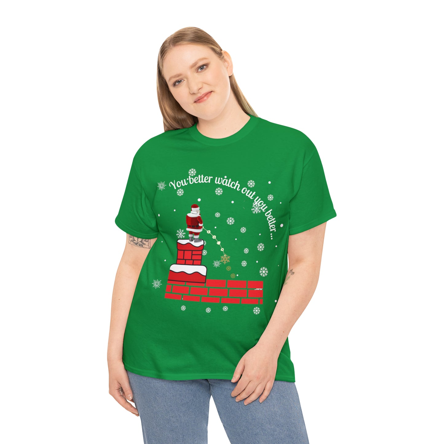 You Better Watch Out Snow Unisex Heavy Cotton T Shirt, Funny Christmas Shirt, Ugly Christmas Shirt, Holiday Shirt