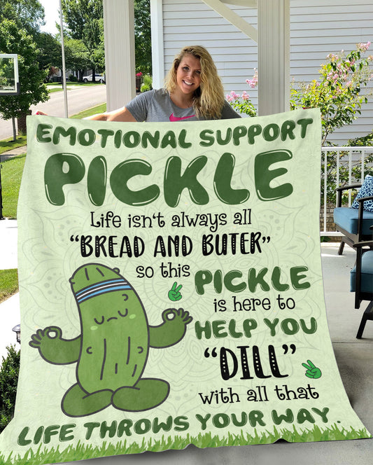 Emotional Support Pickle Cozy Plush Fleece Blanket