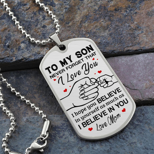 Never Forget | Love Mom Dog Tag (White Background)