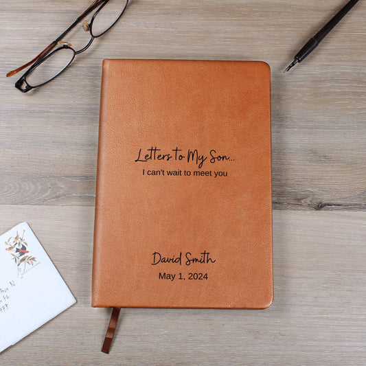 Letters to My Son I Can't Wait to Meet You Heart Design | Leather Journal