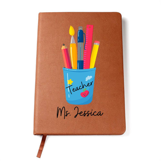 Teacher | Colorful Pencil Design Leather Journal