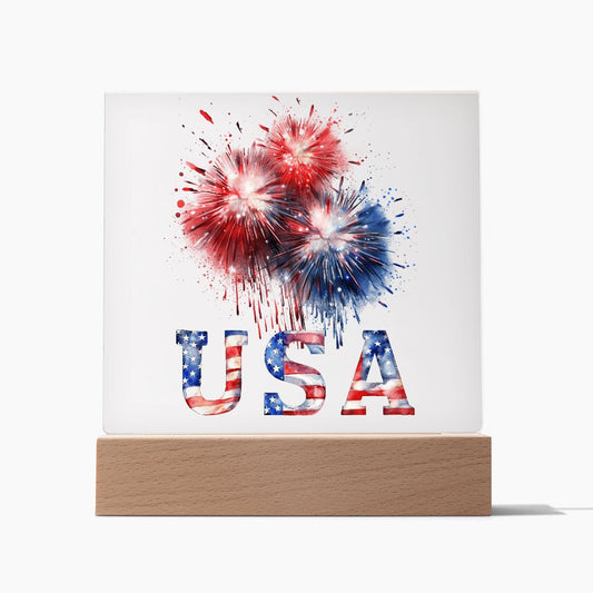 USA Fireworks | Square Acrylic Plaque