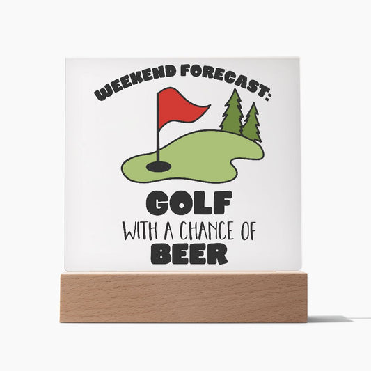 Weekend Forecast Golf | Square Acrylic Plaque
